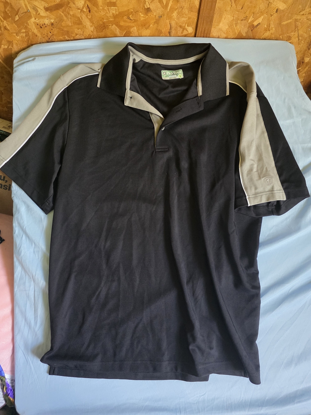 Men's Black Polo with Gray Contrast Panels